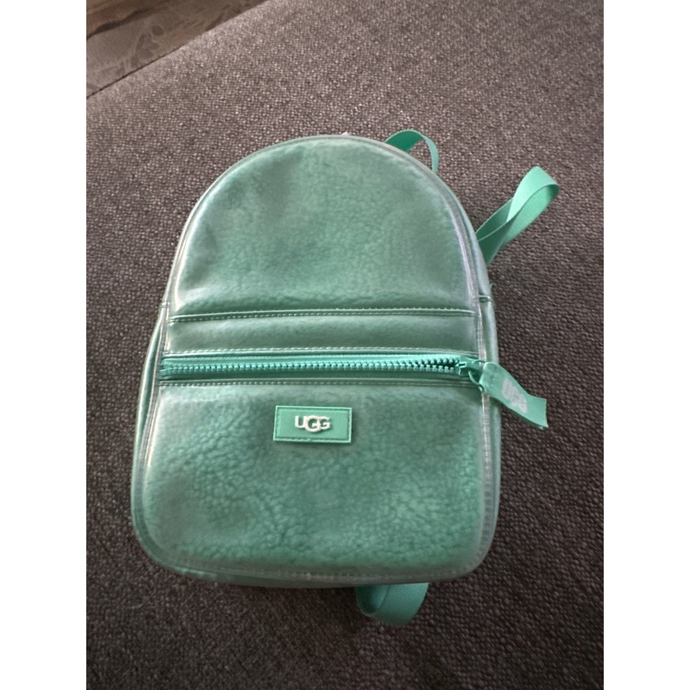 UGG Danni Clear Mini Backpack Sage Green Faux Shearling TPU 1113835 NWOT